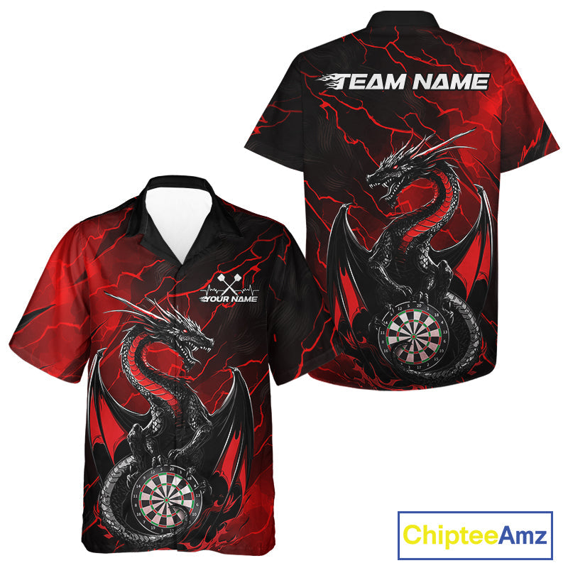 Custom Red Thunder Lightning Dragon Dart Hawaiian Shirts For Men And Women, Dragon Dart Team Jerseys IPHW9939