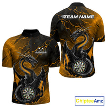 Load image into Gallery viewer, Custom Gold Thunder Lightning Dragon Dart Quarter-Zip Shirts For Men, Dragon Dart Team Jerseys IPHW9940