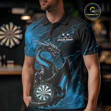 Load image into Gallery viewer, Custom Blue Thunder Lightning Dragon Dart Polo Shirts For Men, Dragon Dart Team Jerseys IPHW9941