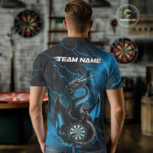 Load image into Gallery viewer, Custom Blue Thunder Lightning Dragon Dart Polo Shirts For Men, Dragon Dart Team Jerseys IPHW9941