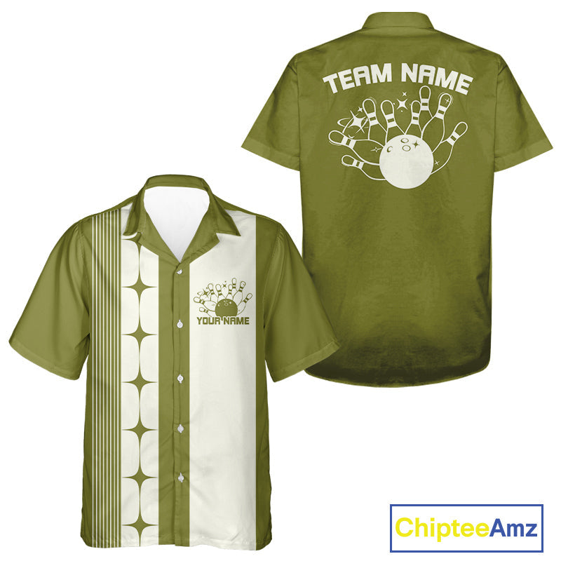 Custom Vintage Bowling Hawaiian Shirt For Men And Women, Bowling Team Button Up Shirt IPHW10062