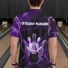 Load image into Gallery viewer, Custom Black And Purple Thunder Lightning Bowling Polo Team Shirts For Men, Bowling Jerseys IPHW8515