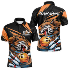 Load image into Gallery viewer, Custom Black And Orange Wolf Bowling Team Polo Shirts For Men, Wolf Bowling Jerseys IPHW8713