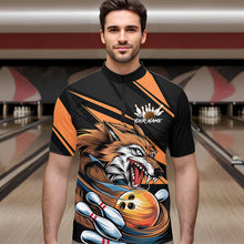 Load image into Gallery viewer, Custom Black And Orange Wolf Bowling Team Quarter-Zip Shirts For Men, Wolf Bowling Jerseys IPHW8713