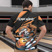 Load image into Gallery viewer, Custom Black And Orange Wolf Bowling Team Quarter-Zip Shirts For Men, Wolf Bowling Jerseys IPHW8713