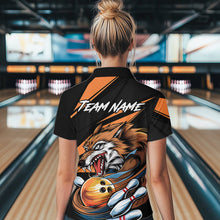 Load image into Gallery viewer, Custom Black And Orange Wolf Bowling Team Quarter-Zip Shirt For Women, Wolf Bowling Jerseys IPHW8713