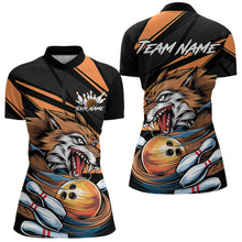 Load image into Gallery viewer, Custom Black And Orange Wolf Bowling Team Quarter-Zip Shirt For Women, Wolf Bowling Jerseys IPHW8713