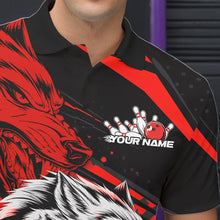Load image into Gallery viewer, Custom Black And Red Wolf Bowling Men Polo Shirts, Wolf Bowling League Shirt Team Uniform IPHW8714