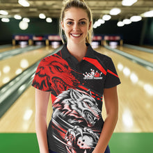 Load image into Gallery viewer, Custom Black And Red Wolf Bowling Women Polo Shirts, Wolf Bowling League Shirt Team Uniform IPHW8714