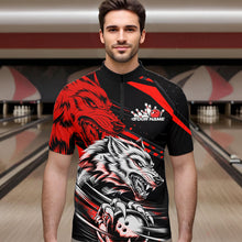 Load image into Gallery viewer, Custom Black And Red Wolf Bowling Men Quarter-Zip Shirts, Wolf Bowling League Shirt Team Uniform IPHW8714