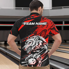 Load image into Gallery viewer, Custom Black And Red Wolf Bowling Men Quarter-Zip Shirts, Wolf Bowling League Shirt Team Uniform IPHW8714