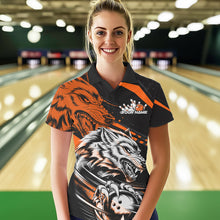 Load image into Gallery viewer, Custom Black And Orange Wolf Bowling Women Polo Shirts, Wolf Bowling League Team Shirt IPHW8715