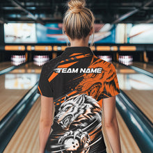 Load image into Gallery viewer, Custom Black And Orange Wolf Bowling Women Polo Shirts, Wolf Bowling League Team Shirt IPHW8715