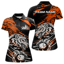 Load image into Gallery viewer, Custom Black And Orange Wolf Bowling Women Polo Shirts, Wolf Bowling League Team Shirt IPHW8715