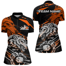 Load image into Gallery viewer, Custom Black And Orange Wolf Bowling Women Quarter-Zip Shirt, Bowling League Team Shirt IPHW8715