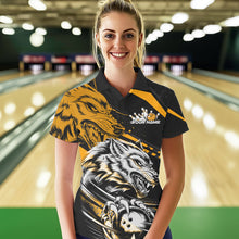 Load image into Gallery viewer, Custom Black And Yellow Wolf Bowling Women Polo Shirts, Wolf Bowling League Team Shirt IPHW8716