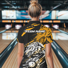Load image into Gallery viewer, Custom Black And Yellow Wolf Bowling Women Polo Shirts, Wolf Bowling League Team Shirt IPHW8716