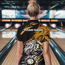 Load image into Gallery viewer, Custom Black And Yellow Wolf Bowling Women Quarter-Zip Shirts, Wolf Bowling League Shirt IPHW8716