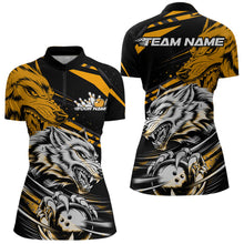 Load image into Gallery viewer, Custom Black And Yellow Wolf Bowling Women Quarter-Zip Shirts, Wolf Bowling League Shirt IPHW8716