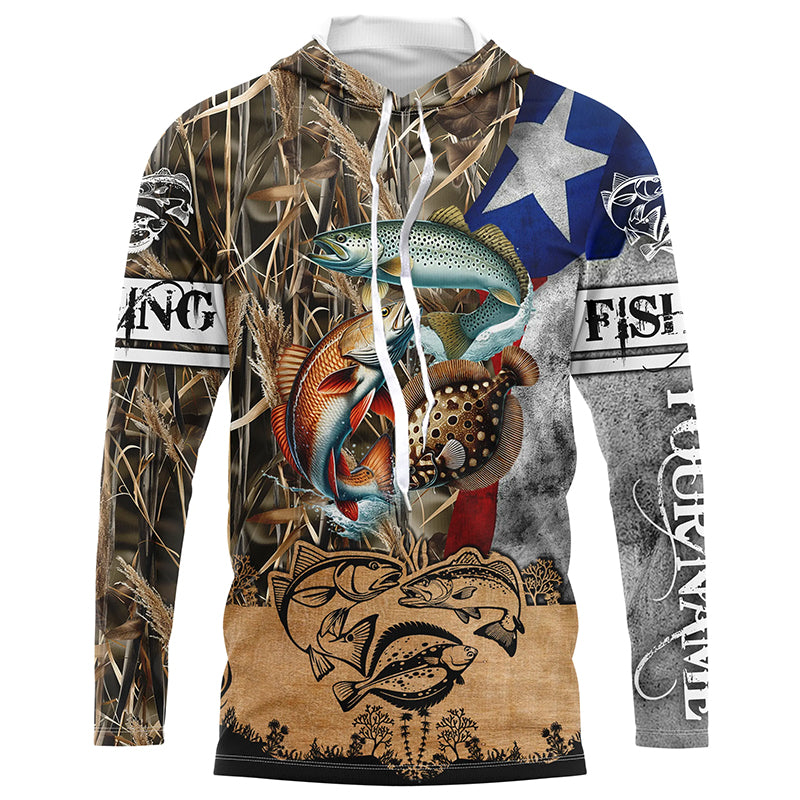 Texas Slam Camo Fishing TX Flag Custom Name Sun Protection Fishing Shirts Personalized Fishing gifts NQS337