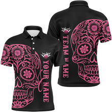 Load image into Gallery viewer, Pink Sugar Skull Tattoo Custom Unisex Team Bowling Polo Shirts, Halloween Team Bowling Jerseys IPHW6711