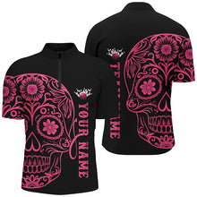 Load image into Gallery viewer, Pink Sugar Skull Tattoo Custom Unisex Team Bowling Polo Shirts, Halloween Team Bowling Jerseys IPHW6711