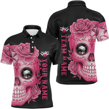 Load image into Gallery viewer, Pink Sugar Skull Tattoo Custom Unisex Team Bowling Polo Shirts, Halloween Team Bowling Jerseys IPHW6715