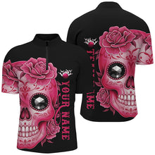Load image into Gallery viewer, Pink Sugar Skull Tattoo Custom Unisex Team Bowling Polo Shirts, Halloween Team Bowling Jerseys IPHW6715