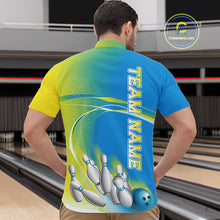 Load image into Gallery viewer, Custom Blue And Yellow Strike Bowling Quarter-Zip Shirts For Men, Strike Bowling Team Jersey IPHW9233