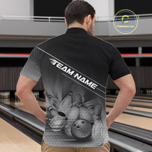 Load image into Gallery viewer, Custom Black And White Bowling Tournament Quarter-Zip Shirts For Men, Bowling Team Shirt IPHW9405