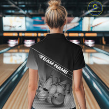 Load image into Gallery viewer, Custom Black And White Bowling Tournament Women Quarter-Zip Shirts, Bowling Team Shirt IPHW9405