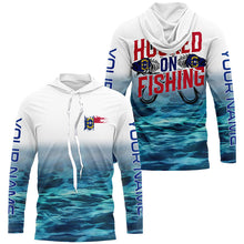 Load image into Gallery viewer, Personalized North Carolina Flag Long Sleeve Fishing Shirts, Hooked On Fishing Nc Fishing Shirt IPHW7033