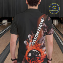 Load image into Gallery viewer, Custom Orange Flame Strike Bowling Team Polo Shirts For Men, Fire Bowling Jerseys IPHW9574