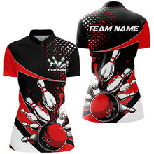 Load image into Gallery viewer, Black And Red Custom Bowling Uniforms Bowling Shirts For Women, Bowling Team League Shirts IPHW7282