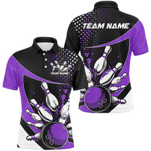 Load image into Gallery viewer, Black And Purple Custom Bowling Uniforms Bowling Shirts For Men, Bowling Team League Shirts IPHW7284