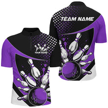 Load image into Gallery viewer, Black And Purple Custom Bowling Uniforms Bowling Shirts For Men, Bowling Team League Shirts IPHW7284