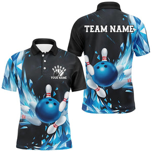 Ice Blue Custom Bowling Shirts For Men, Bowling Team Uniform Bowlers Outfits IPHW7596