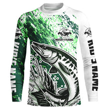 Load image into Gallery viewer, Custom Musky Fishing Jerseys, Muskie Long Sleeve Performamce Fishing Shirts For Adult And Kid |Green IPHW5815