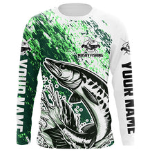 Load image into Gallery viewer, Custom Musky Fishing Jerseys, Muskie Long Sleeve Performamce Fishing Shirts For Adult And Kid |Green IPHW5815