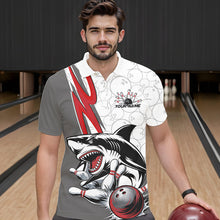 Load image into Gallery viewer, Custom Red Shark Bowling Polo Shirts For Men, Shark Bowling Team Tournament Outfits IPHW8728