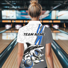 Load image into Gallery viewer, Custom Blue Shark Bowling Polo Shirts For Women, Shark Bowling Team Tournament Outfits IPHW8729