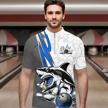 Load image into Gallery viewer, Custom Blue Shark Bowling Quarter-Zip Shirts For Men, Shark Bowling Team Tournament Outfits IPHW8729