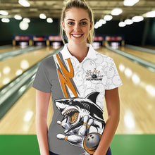 Load image into Gallery viewer, Custom Orange Shark Bowling Polo Shirts For Women, Shark Bowling Team Tournament Outfits IPHW8730