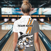 Load image into Gallery viewer, Custom Orange Shark Bowling Polo Shirts For Women, Shark Bowling Team Tournament Outfits IPHW8730