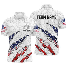 Load image into Gallery viewer, Custom American Flag Patriotic Bowling Shirts For Men, Personalized Bowling Team Shirts IPHW7043