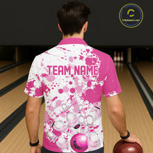 Load image into Gallery viewer, Custom Pink Bowling Hawaiian Shirts For Men, Splatter Bowling Team Jerseys With Name IPHW7052