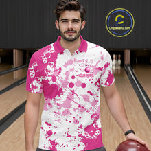 Load image into Gallery viewer, Custom Pink Bowling Polo Shirts For Men, Bowling Team Shirts Bowling Jerseys With Name IPHW7052
