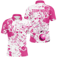 Load image into Gallery viewer, Custom Pink Bowling Polo Shirts For Men, Bowling Team Shirts Bowling Jerseys With Name IPHW7052