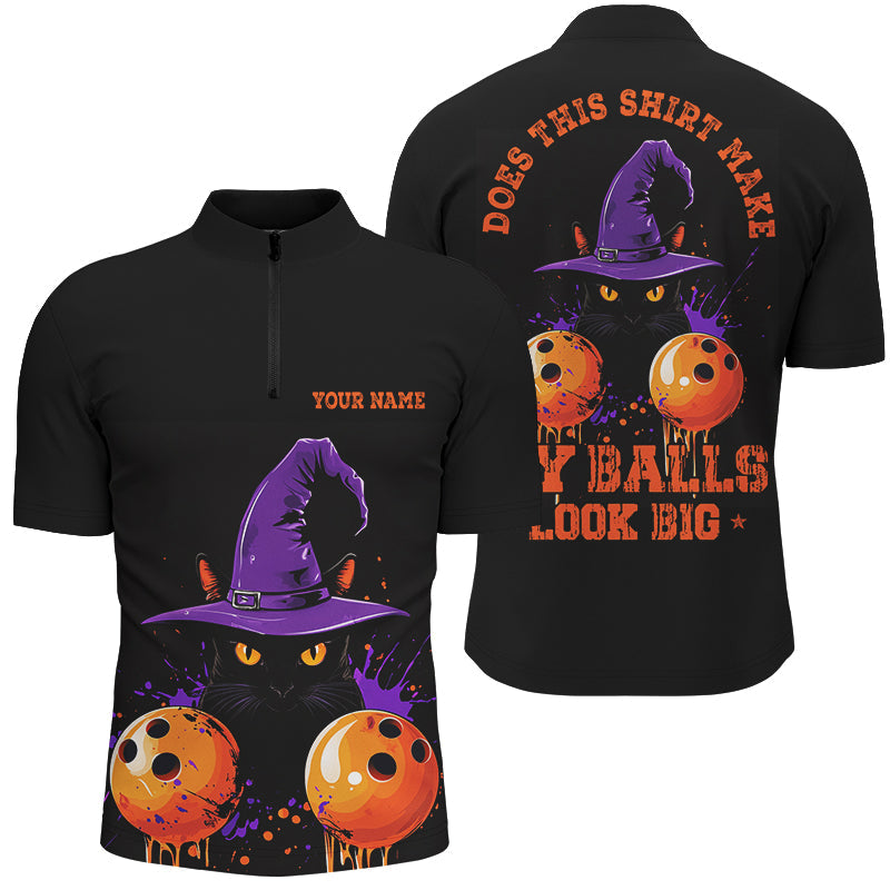 Halloween Black Cat Custom Funny Bowling Shirts For Men 