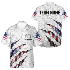 Personalized American Flag US Bowling Team Hawaiian Shirts For Men Patriotic Bowling Gifts IPHW5523